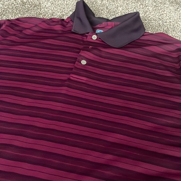 NWOT PGA Tour Airflux Purple Stripes Men’s Polo Golf Shirt Top Collared XL - Picture 2 of 4